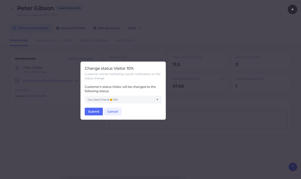screen customers change status