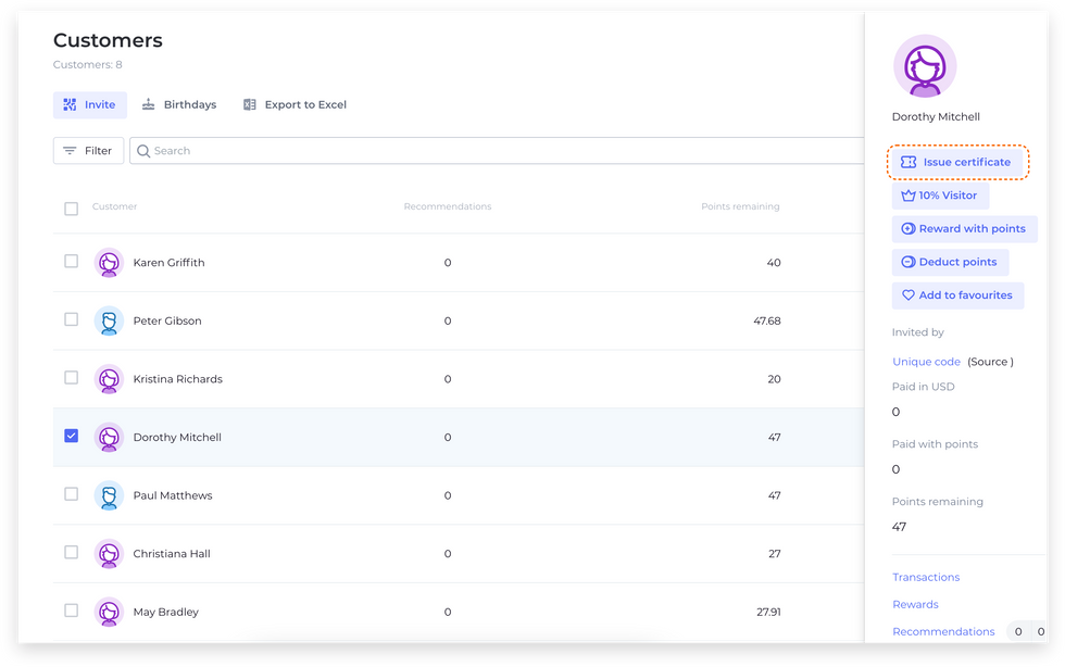 screen customers change sert