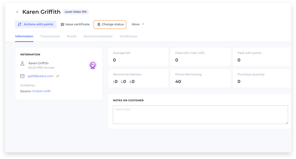 screen customers change status
